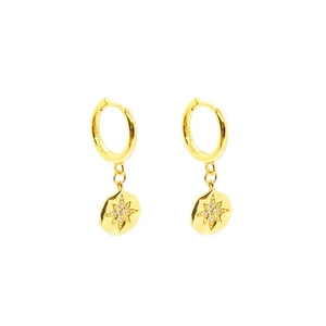 Boucles d'oreilles vintage en argent S925 doré avec pendentif étoile et cristaux