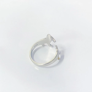 S925 sterling silver open ring featuring a cute dachshund dog animal design