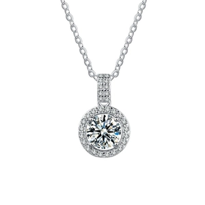 S925 Sterling Silver Round Halo Zirconia Pendant Necklace For Women Elegant Fashion Zirconia Clavicle Chain Jewelry Accessory