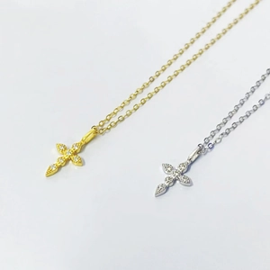 S925 Sterling Silver Zirconia Cross Pendant Necklace For Women Elegant Bling Crucifix Chain Fashion Jewelry Gift