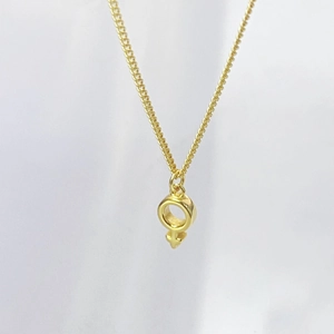 Collana con Ciondolo Simbolo di Genere Minimalista in Argento Sterling S925 per Donna Placcato Oro Simboli Venere Marte Gioielli