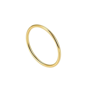 Minimalist S925 sterling silver thin plain ring in gold finish with mirror polished surface