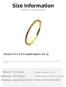 Detailed view of gold-plated S925 silver ring set with round blue zircon stones