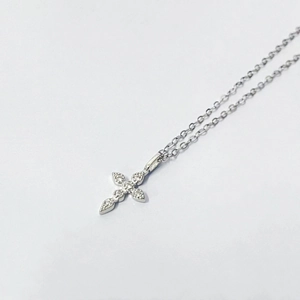 Classic S925 sterling silver cross pendant necklace featuring sparkling zircon stones