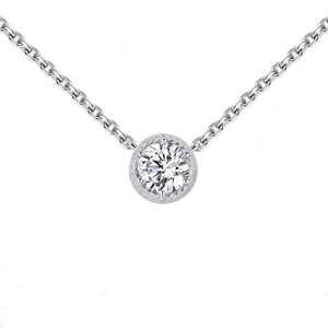 Detail of S925 silver birthstone necklace featuring a brilliant round-cut zircon pendant