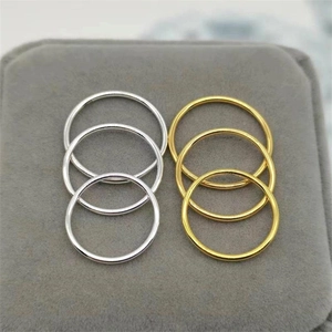 Set of six minimalist S925 sterling silver stacking rings in gold and silver finishes