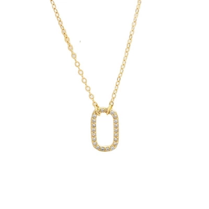 Collier ovale en argent sterling S925 plaqué or avec pavage de zircons pour femme