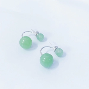 S925 sterling silver drop earrings featuring green aventurine beads in a palace style