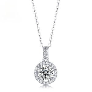 925 Sterling Silver Round Halo Pendant Necklace For Women Classic Zirconia Inlaid Clavicle Chain Jewelry Elegant Gift