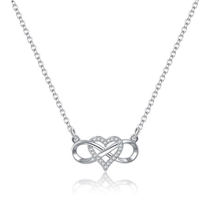 S925 Sterling Silber Unendlichkeit Herz Kette mit weißen Zirkonia im Micro-Pave-Stil
