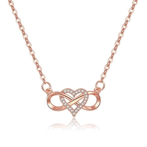 Roségoldene Unendlichkeits-Herz-Halskette mit Zirkonia-Mikropavé und Gliederkette