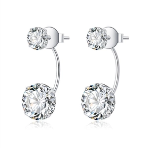 925 Sterling Silver Double Zirconia U-Shape Stud Earrings Minimalist Fashion Two-Way Wear Zirconia Jewelry For Women Gift