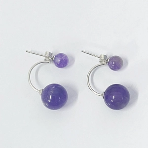 Orecchini a Bottone in Ametista Naturale Vintage Con Perno in Argento Sterling 925 Gioielli con Perle Viola in Stile Cinese Donna