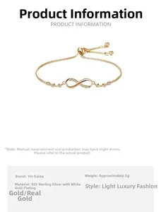 Vue détaillée du bracelet à breloque infini avec des pierres en oxyde de zirconium