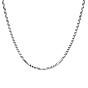 Minimalist S925 sterling silver round snake bone chain necklace with sleek metal luster