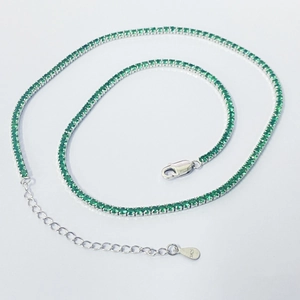 S925 Sterling Silver Green Zirconia Tennis Chain Necklace Gold Silver Plated Geometric Minimalist Jewelry For Women Elegant Stylish Gift
