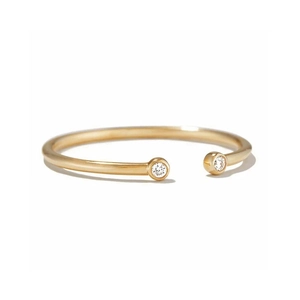 Minimalist S925 sterling silver open ring featuring dual sparkling zircon stones