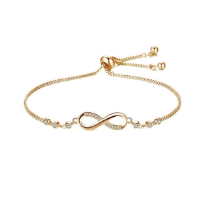 Bracelet Symbole de l'Infini en Argent Sterling 925 pour Femmes Micro Incrusté de Zirconia Chaîne de Boîte Réglable Bijoux de Mode