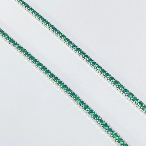 S925 sterling silver tennis necklace featuring 2mm green zircon stones in a 4-prong setting