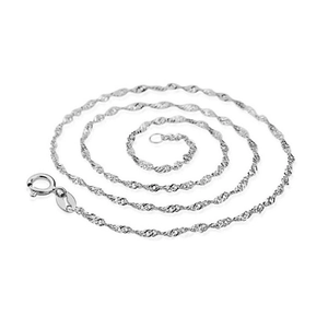 Macro view of S925 sterling silver water wave chain with spring clasp and S925 hallmark