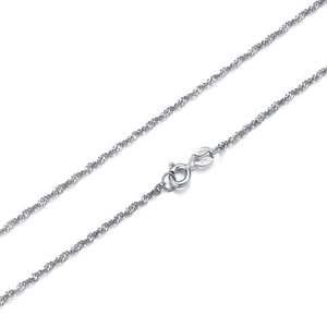 Close-up of S925 sterling silver Singapore chain with spring clasp and Italy hallmark