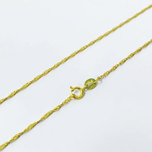 Elegant gold plated S925 sterling silver water wave chain necklace with spring clasp