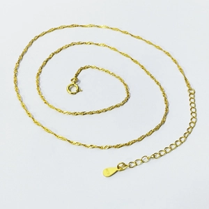 Elegant 18k gold plated S925 sterling silver water wave chain necklace for women