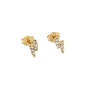 Boucles d'oreilles éclair minimalistes en argent S925 avec zircons pavés finition or