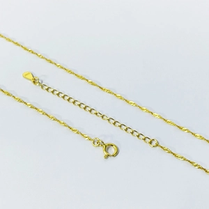 S925 sterling silver water wave chain necklace with gold plating and spring clasp