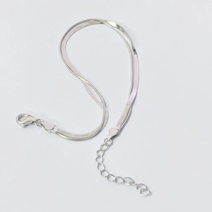 S925 sterling silver double-layer snake chain bracelet with adjustable lobster clasp