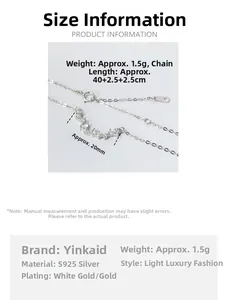 Detailed macro view of S925 sterling silver smile necklace with CZ pavé and dimensions