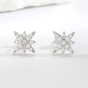 925 Sterling Silver Star Stud Earrings For Women Shiny Zirconia North Star Earrings Elegant Minimalist Commuter Jewelry Gift