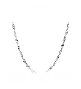 Detail view of S925 sterling silver water wave chain with spiral twisted metal links