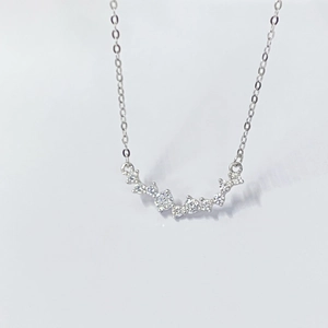 925 Sterling Silver Smile Necklace For Women Minimalist Zirconia Inlaid Row Diamond Clavicle Chain Geometric Pendant Jewelry