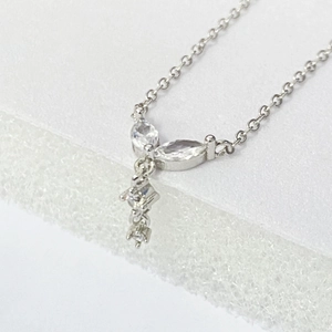 S925 silver fringe necklace with marquise zircon pendant on minimalist chain