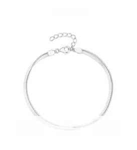 Detailed view of S925 sterling silver double-layer snake chain bracelet with lobster clasp