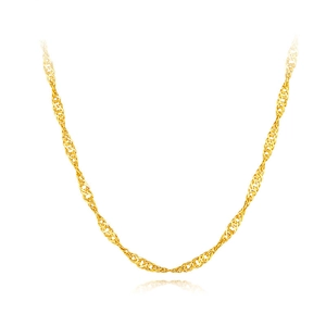 Elegant gold-plated S925 sterling silver water wave chain necklace on a clean white background