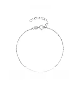 Detail shot of a minimalist S925 sterling silver chain bracelet with ITALY S925 engraving