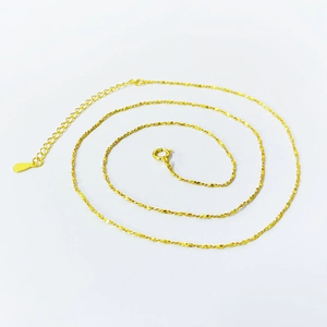 Polished S925 sterling silver gold plated chain necklace with spring clasp and extender