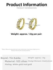 Size guide for S925 silver hoop earrings with cubic zirconia and 10mm inner diameter