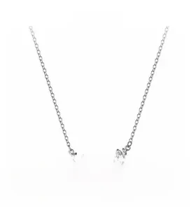 Detailed view of S925 sterling silver smile necklace with sparkling irregular zircons