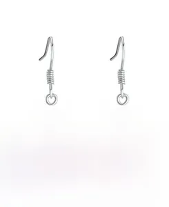 Macro detail of S925 sterling silver ear hooks with polished blue agate bead pendants