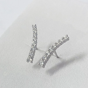 S925 sterling silver minimalist bar stud earrings featuring sparkling cubic zirconia stones