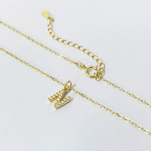 925 Sterling Silver Alphabet Pendant Necklace Zirconia Gold Plated Personalized Initial Clavicle Chain Jewelry For Women Gift