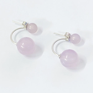 Orecchini a Bottone in Argento Sterling S925 Con Perle Rotonde in Quarzo Rosa Naturale Orecchini in Cristallo Rosa a Doppia Faccia per Donna