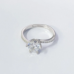 925 Sterling Silver Adjustable Snowflake Ring Classic Six-Prong Round Zirconia Engagement Ring Elegant Jewelry For Women Gift