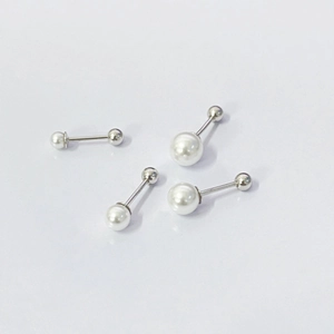 Minimalist Shell Artificial Pearl Stud Earrings With 925 Sterling Silver Earring Post Screw Back French Style Elegant Jewelry Women