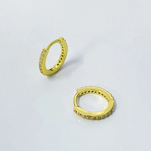 Simple 925 Sterling Silver Huggie Hoop Earrings With AAAAA Cubic Zirconia Gold Silver Plated Small Round Circle Earrings For Women