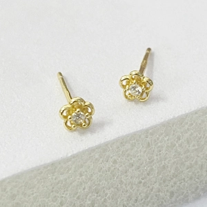 Boucles d'oreilles fleurs évidées en argent S925 avec zircons cubiques scintillants