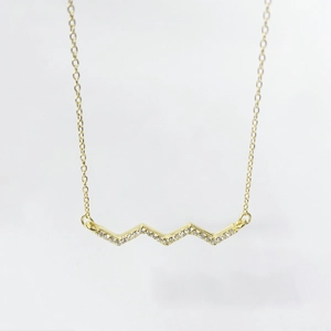 925 Sterling Silver Zirconia Wave Pendant Necklace For Women Geometric Inlaid Zigzag Clavicle Chain Fashion Jewelry Gift